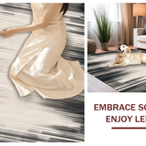 Ultra Soft Area Rug, Non Slip, Stain Resistant, Washable Area Rugs for Living Room, Bedroom, Abstract Raven and Snow Stripe Area Rug(Gray)