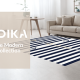 Ultra Soft Area Rug, Non Slip, Stain Resistant, Washable Area Rugs for Living Room, Bedroom, Contemporary Blue and Ivory Stripes(Blue)