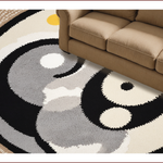 Ultra Soft Area Rug, Non Slip, Stain Resistant, Washable Area Rugs for Living Room, Bedroom, yin yang happy face(Gray) - ODIKA