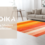 Ultra Soft Area Rug, Non Slip, Stain Resistant, Washable Area Rugs for Living Room, Bedroom, Cozy Textured Symmetrical Elements(Orange)