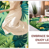 Ultra Soft Area Rug, Non Slip, Stain Resistant, Washable Area Rugs for Living Room, Bedroom, Hawaiian Botanical Bedroom Soft Floor Rug(Green)