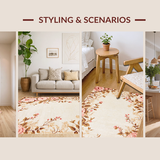 Ultra Soft Area Rug, Non Slip, Stain Resistant, Washable Area Rugs for Living Room, Bedroom, Modern Chic Petal Aesthetic(Beige)