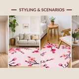 Ultra Soft Area Rug, Non Slip, Stain Resistant, Washable Area Rugs for Living Room, Bedroom, Whimsical Floral Abstract Design(Pink)