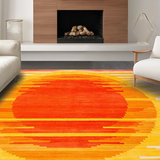 Ultra Soft Area Rug, Non Slip, Stain Resistant, Washable Area Rugs for Living Room, Bedroom, Funky Abstract Sunburst Aesthetic(Yellow)