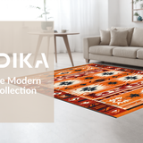 Ultra Soft Area Rug, Non Slip, Stain Resistant, Washable Area Rugs for Living Room, Bedroom, Artisanal Trellis Inspired Layout(Orange)