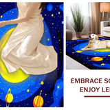 Ultra Soft Area Rug, Non Slip, Stain Resistant, Washable Area Rugs for Living Room, Bedroom, Cosmic Alphabetic Playful Motif(Yellow)
