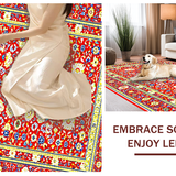 Ultra Soft Area Rug, Non Slip, Stain Resistant, Washable Area Rugs for Living Room, Bedroom, Bold Transitional Diamond Layout(Red)