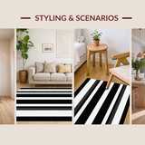 Ultra Soft Area Rug, Non Slip, Stain Resistant, Washable Area Rugs for Living Room, Bedroom, Stylish Modern Geometric Lines(Black)