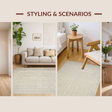 Ultra Soft Area Rug, Non Slip, Stain Resistant, Washable Area Rugs for Living Room, Bedroom, Sophisticated Cream Herringbone Style(Beige)