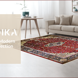 Ultra Soft Area Rug, Non Slip, Stain Resistant, Washable Area Rugs for Living Room, Bedroom, Chic Geometric Red and Cream Fusion(Red)