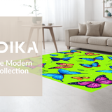 Ultra Soft Area Rug, Non Slip, Stain Resistant, Washable Area Rugs for Living Room, Bedroom, Charming Colorful Insect Motif Design(Blue)