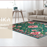 Ultra Soft Area Rug, Non Slip, Stain Resistant, Washable Area Rugs for Living Room, Bedroom, Elegant Soft Floral Aesthetic(Blue)