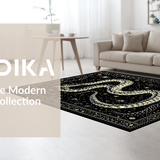 Ultra Soft Area Rug, Non Slip, Stain Resistant, Washable Area Rugs for Living Room, Bedroom, Chic Dark Animal Print Accent(Black)