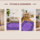 Ultra Soft Area Rug, Non Slip, Stain Resistant, Washable Area Rugs for Living Room, Bedroom, Boho Purple Low-Pile Living Room Rug(Purple)