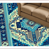 Ultra Soft Area Rug, Non Slip, Stain Resistant, Washable Area Rugs for Living Room, Bedroom, Boho Tribal Distressed Living Room Carpet(Blue)