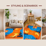 Ultra Soft Area Rug, Non Slip, Stain Resistant, Washable Area Rugs for Living Room, Bedroom, Energetic Blue and White Pattern(Orange)