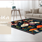 Ultra Soft Area Rug, Non Slip, Stain Resistant, Washable Area Rugs for Living Room, Bedroom, Witchy Black Farmhouse Living Room Non-Slip Rug(Red)