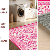 Ultra Soft Area Rug, Non Slip, Stain Resistant, Washable Area Rugs for Living Room, Bedroom, Youthful Blooming Artistry Style(Pink)