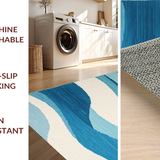 Ultra Soft Area Rug, Non Slip, Stain Resistant, Washable Area Rugs for Living Room, Bedroom, Sleek Contemporary Flowing Pattern(Blue)