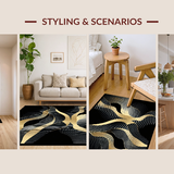 Ultra Soft Area Rug, Non Slip, Stain Resistant, Washable Area Rugs for Living Room, Bedroom, Striking Fluid Geode Wave Aesthetic(Gold)