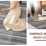 Ultra Soft Area Rug, Non Slip, Stain Resistant, Washable Area Rugs for Living Room, Bedroom, Distinctive Linear Pattern Rug Black and White Accent Piece(Gray)