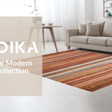 Ultra Soft Area Rug, Non Slip, Stain Resistant, Washable Area Rugs for Living Room, Bedroom, Chic Cozy Striped Canvas(Orange)