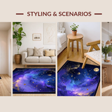 Ultra Soft Area Rug, Non Slip, Stain Resistant, Washable Area Rugs for Living Room, Bedroom, Vibrant Ethereal Universe Design(Purple)