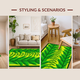 Ultra Soft Area Rug, Non Slip, Stain Resistant, Washable Area Rugs for Living Room, Bedroom, Artistic Color Burst Floral Style(Green)