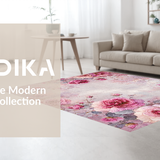 Ultra Soft Area Rug, Non Slip, Stain Resistant, Washable Area Rugs for Living Room, Bedroom, Rose Blossom Dreamscape Rug Featuring Mauve Petal Motifs and Gentle Pink Tones(Pink)