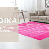Ultra Soft Area Rug, Non Slip, Stain Resistant, Washable Area Rugs for Living Room, Bedroom, Vibrant Soft Curved Patterns(Pink)