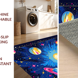 Ultra Soft Area Rug, Non Slip, Stain Resistant, Washable Area Rugs for Living Room, Bedroom, Charming Cosmic Fantasy Illustration(Blue)