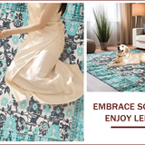 Ultra Soft Area Rug, Non Slip, Stain Resistant, Washable Area Rugs for Living Room, Bedroom, Chic Modern Floral Geometry(Blue)