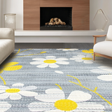 Ultra Soft Area Rug, Non Slip, Stain Resistant, Washable Area Rugs for Living Room, Bedroom, Modern Whimsical Petal Design(Gray)