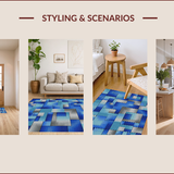 Ultra Soft Area Rug, Non Slip, Stain Resistant, Washable Area Rugs for Living Room, Bedroom, Sophisticated Blue Toned Art Design(Blue)