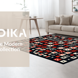 Ultra Soft Area Rug, Non Slip, Stain Resistant, Washable Area Rugs for Living Room, Bedroom, Bold Contemporary Dice Theme(Red)