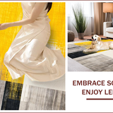 Ultra Soft Area Rug, Non Slip, Stain Resistant, Washable Area Rugs for Living Room, Bedroom, Chic Modern Artistic Expression(Yellow)