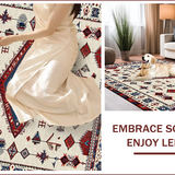 Ultra Soft Area Rug, Non Slip, Stain Resistant, Washable Area Rugs for Living Room, Bedroom, Eclectic Multi-Colored Ethnic Design(Beige)