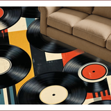 Ultra Soft Area Rug, Non Slip, Stain Resistant, Washable Area Rugs for Living Room, Bedroom, Elegant Abstract Record Design(Black)
