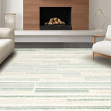 Ultra Soft Area Rug, Non Slip, Stain Resistant, Washable Area Rugs for Living Room, Bedroom, Sleek Monochrome Linear Composition(Beige)