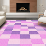 Ultra Soft Area Rug, Non Slip, Stain Resistant, Washable Area Rugs for Living Room, Bedroom, Elegant Pastel Grid Design(Purple)