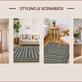 Ultra Soft Area Rug, Non Slip, Stain Resistant, Washable Area Rugs for Living Room, Bedroom, Chic Black Ivory Trellis Aesthetic(Gray)