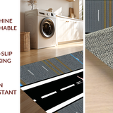 Ultra Soft Area Rug, Non Slip, Stain Resistant, Washable Area Rugs for Living Room, Bedroom, Chic Aviation Roadway Composition(Gray)