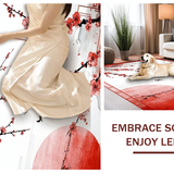 Ultra Soft Area Rug, Non Slip, Stain Resistant, Washable Area Rugs for Living Room, Bedroom, Luxurious Floral Ink Painting Style(Red)