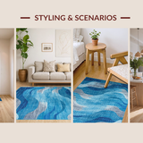 Coastal Inspired Plush Fabric Design(Blue)