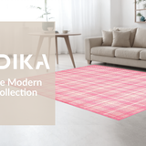 Ultra Soft Area Rug, Non Slip, Stain Resistant, Washable Area Rugs for Living Room, Bedroom, Rustic Symmetrical Pattern Delight(Pink)