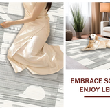 Ultra Soft Area Rug, Non Slip, Stain Resistant, Washable Area Rugs for Living Room, Bedroom, Modern Stripe Harmony Rug with Bold Linear Accent and Monochrome Geometric Flow(Gray)