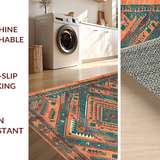Ultra Soft Area Rug, Non Slip, Stain Resistant, Washable Area Rugs for Living Room, Bedroom, Cozy Earthy Toned Medallion Style(Orange)
