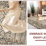 Ultra Soft Area Rug, Non Slip, Stain Resistant, Washable Area Rugs for Living Room, Bedroom, Rustic Geometric Earthy Elegance(Beige)