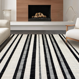 Contemporary Black and White Linear Contrast Featuring Bold Stripes(Beige)