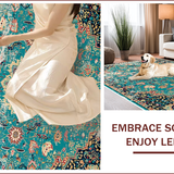 Ultra Soft Area Rug, Non Slip, Stain Resistant, Washable Area Rugs for Living Room, Bedroom, Boho Chic Dark Green Living Room Rug(Blue)